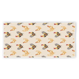 Watercolor Rooster Pattern Print Beach Towel