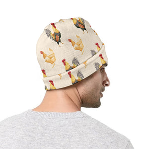 Watercolor Rooster Pattern Print Beanie