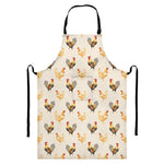 Watercolor Rooster Pattern Print Bib Apron With Pocket
