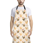 Watercolor Rooster Pattern Print Bib Apron With Pocket