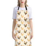 Watercolor Rooster Pattern Print Bib Apron With Pocket