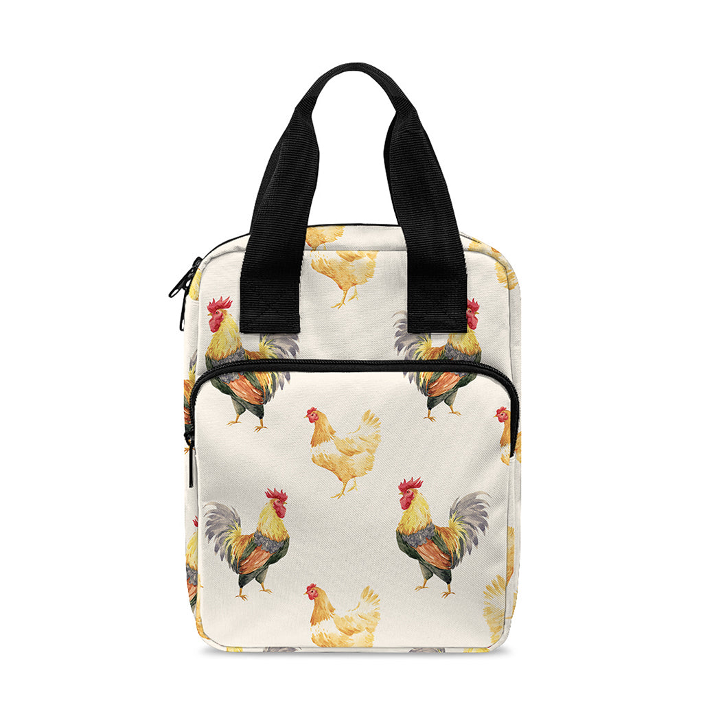 Watercolor Rooster Pattern Print Bible Tote Bag