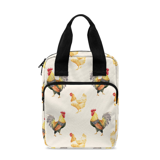 Watercolor Rooster Pattern Print Bible Tote Bag