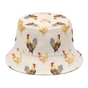 Watercolor Rooster Pattern Print Bucket Hat