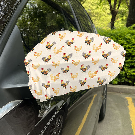 Watercolor Rooster Pattern Print Car Side Mirror Covers