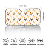 Watercolor Rooster Pattern Print Car Windshield Sun Shade