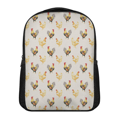 Watercolor Rooster Pattern Print Casual Backpack