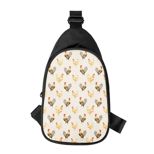 Watercolor Rooster Pattern Print Chest Bag