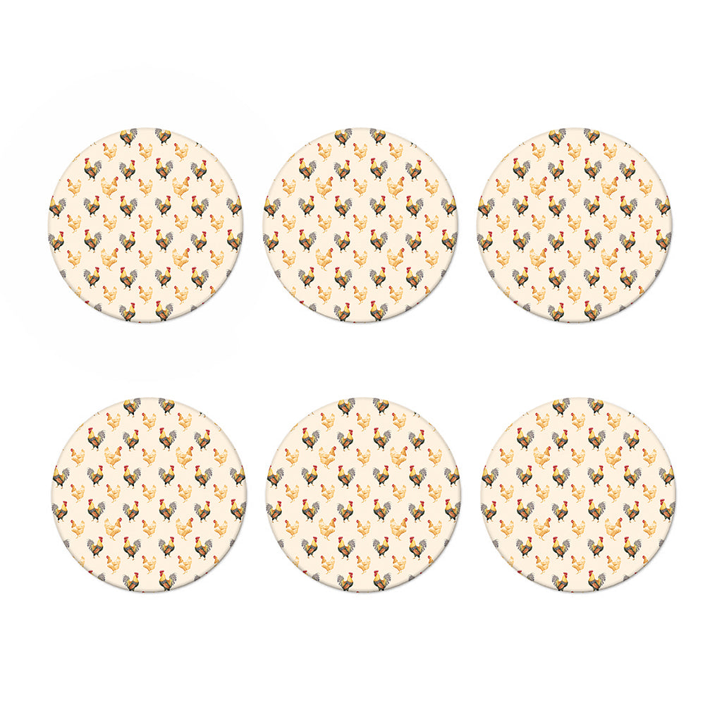 Watercolor Rooster Pattern Print Coaster Set