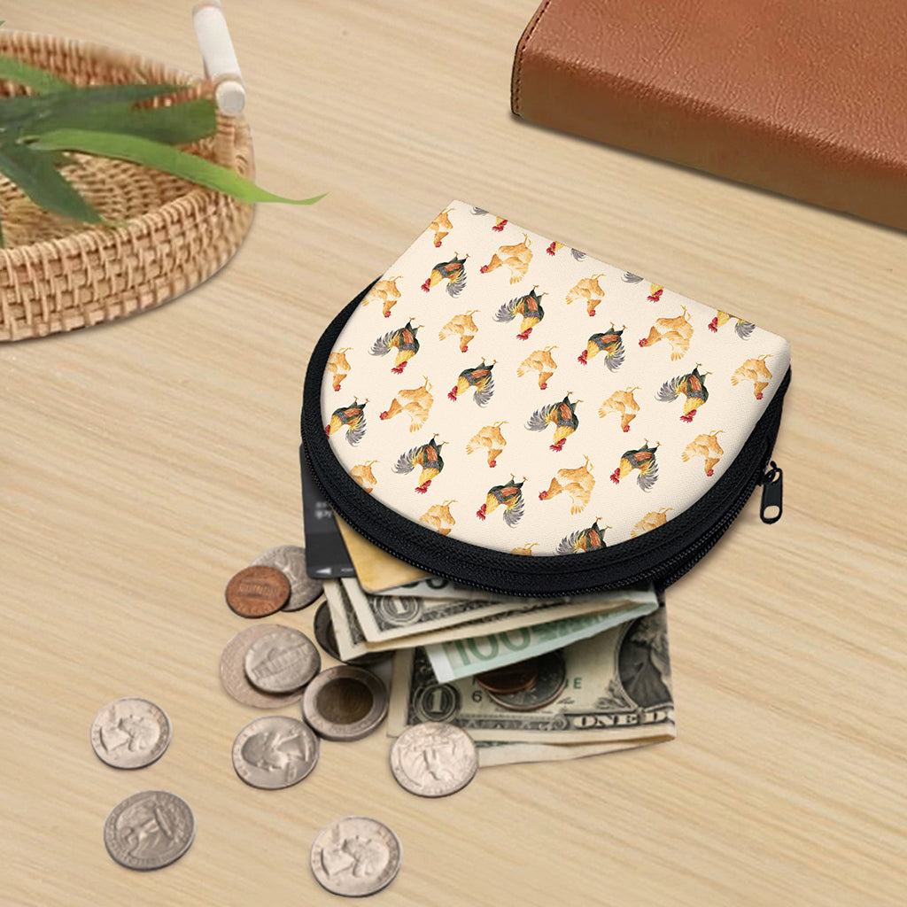 Watercolor Rooster Pattern Print Coin Purse