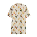 Watercolor Rooster Pattern Print Cotton Hawaiian Shirt