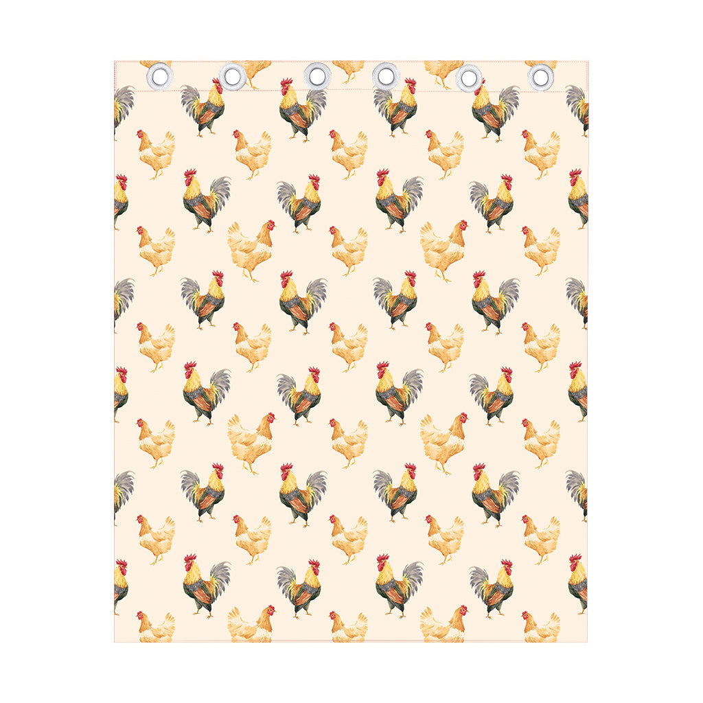 Watercolor Rooster Pattern Print Curtain