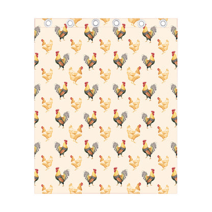 Watercolor Rooster Pattern Print Curtain
