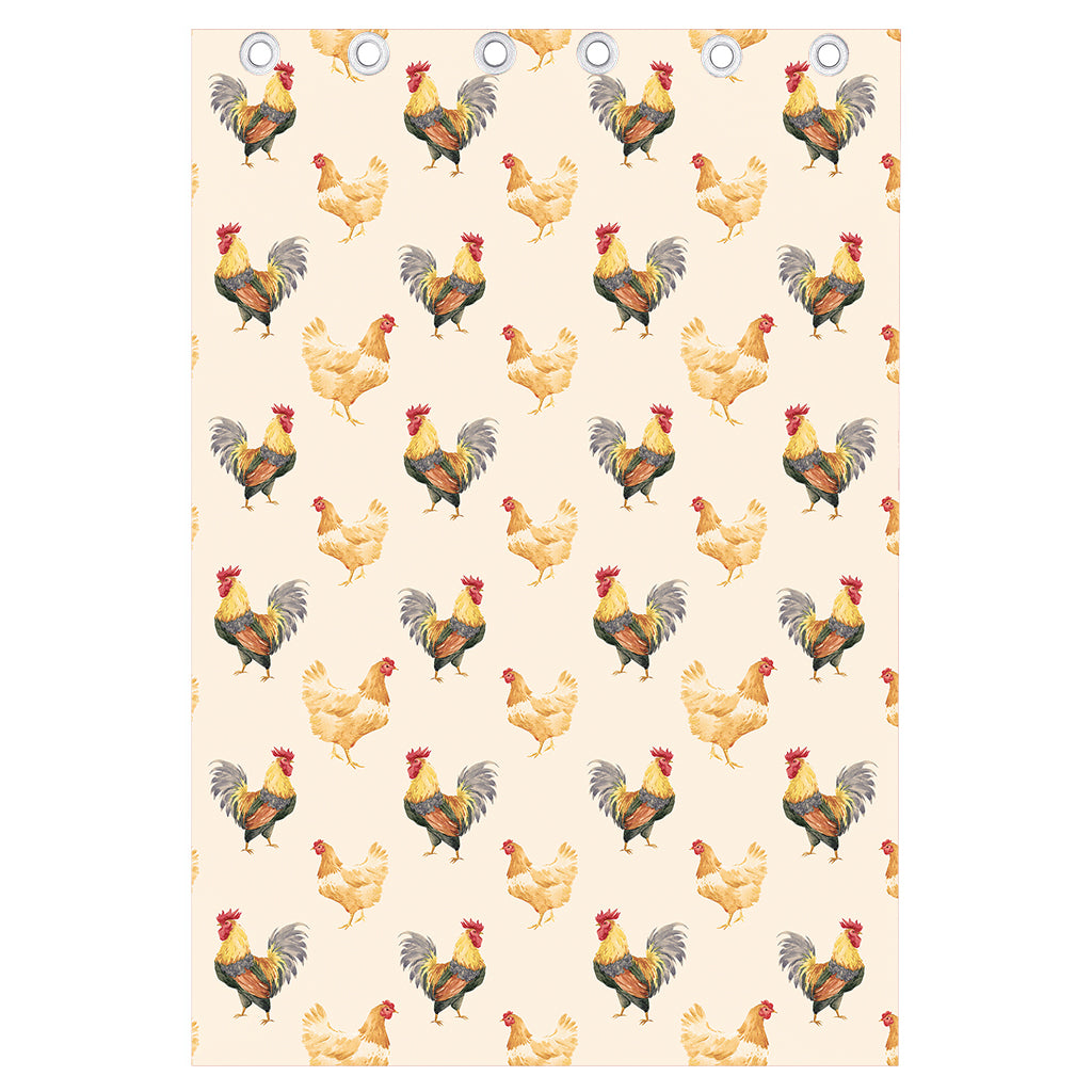 Watercolor Rooster Pattern Print Curtain