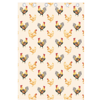Watercolor Rooster Pattern Print Curtain