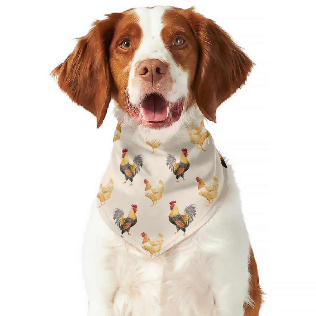 Watercolor Rooster Pattern Print Dog Bandana