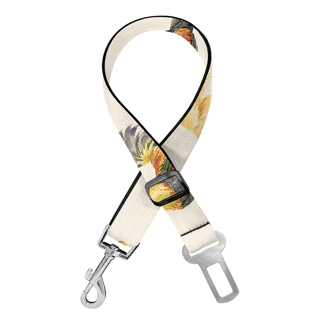 Watercolor Rooster Pattern Print Dog Seat Belt