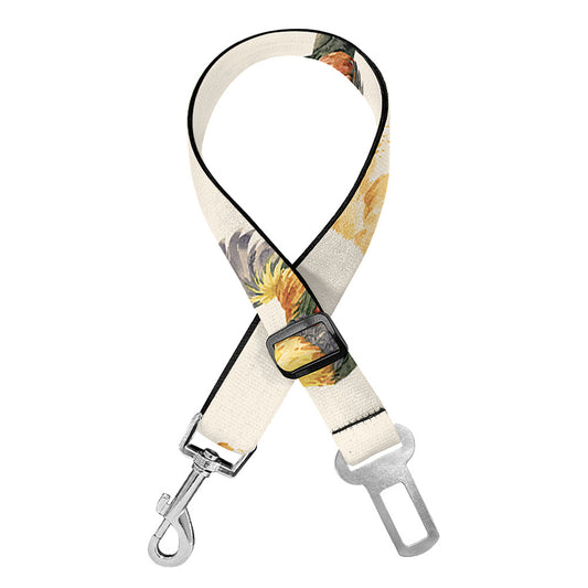 Watercolor Rooster Pattern Print Dog Seat Belt