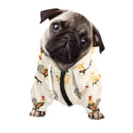 Watercolor Rooster Pattern Print Dog Zip Up Hoodie