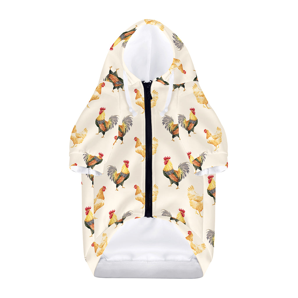 Watercolor Rooster Pattern Print Dog Zip Up Hoodie