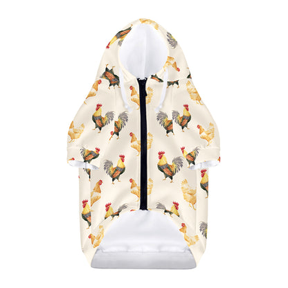 Watercolor Rooster Pattern Print Dog Zip Up Hoodie