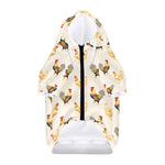 Watercolor Rooster Pattern Print Dog Zip Up Hoodie