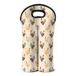 Watercolor Rooster Pattern Print Double Neoprene Wine Tote
