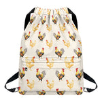 Watercolor Rooster Pattern Print Drawstring Backpack