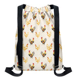 Watercolor Rooster Pattern Print Drawstring Backpack