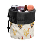Watercolor Rooster Pattern Print Drawstring Makeup Bag