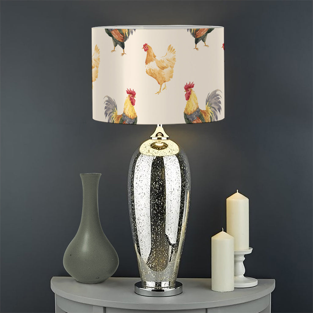 Watercolor Rooster Pattern Print Drum Lamp Shade