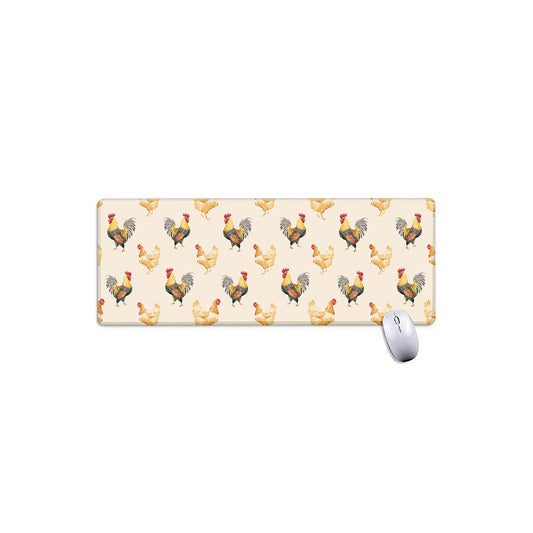 Watercolor Rooster Pattern Print Extended Mouse Pad