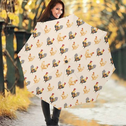 Watercolor Rooster Pattern Print Foldable Umbrella