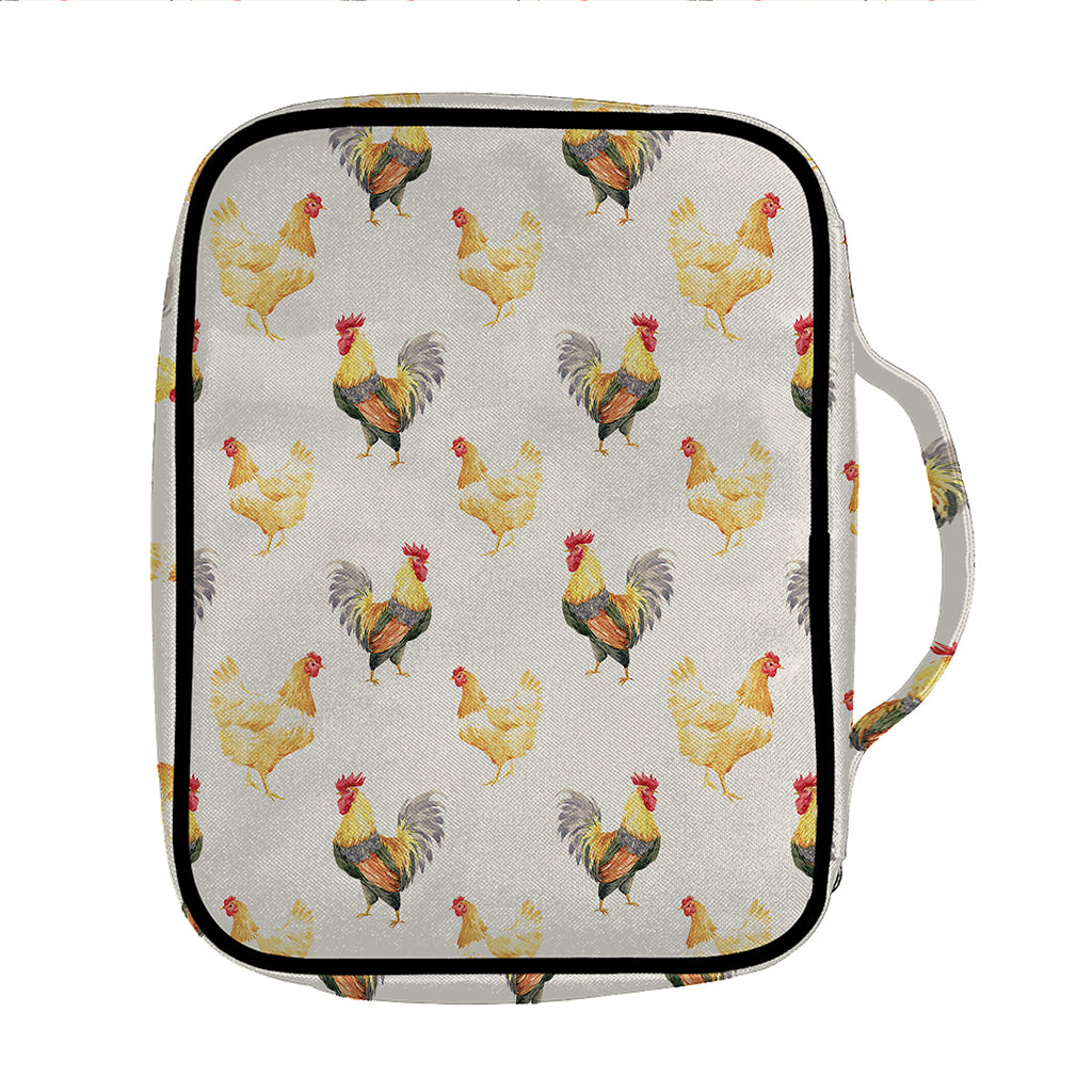 Watercolor Rooster Pattern Print Front Pocket Bible Bag