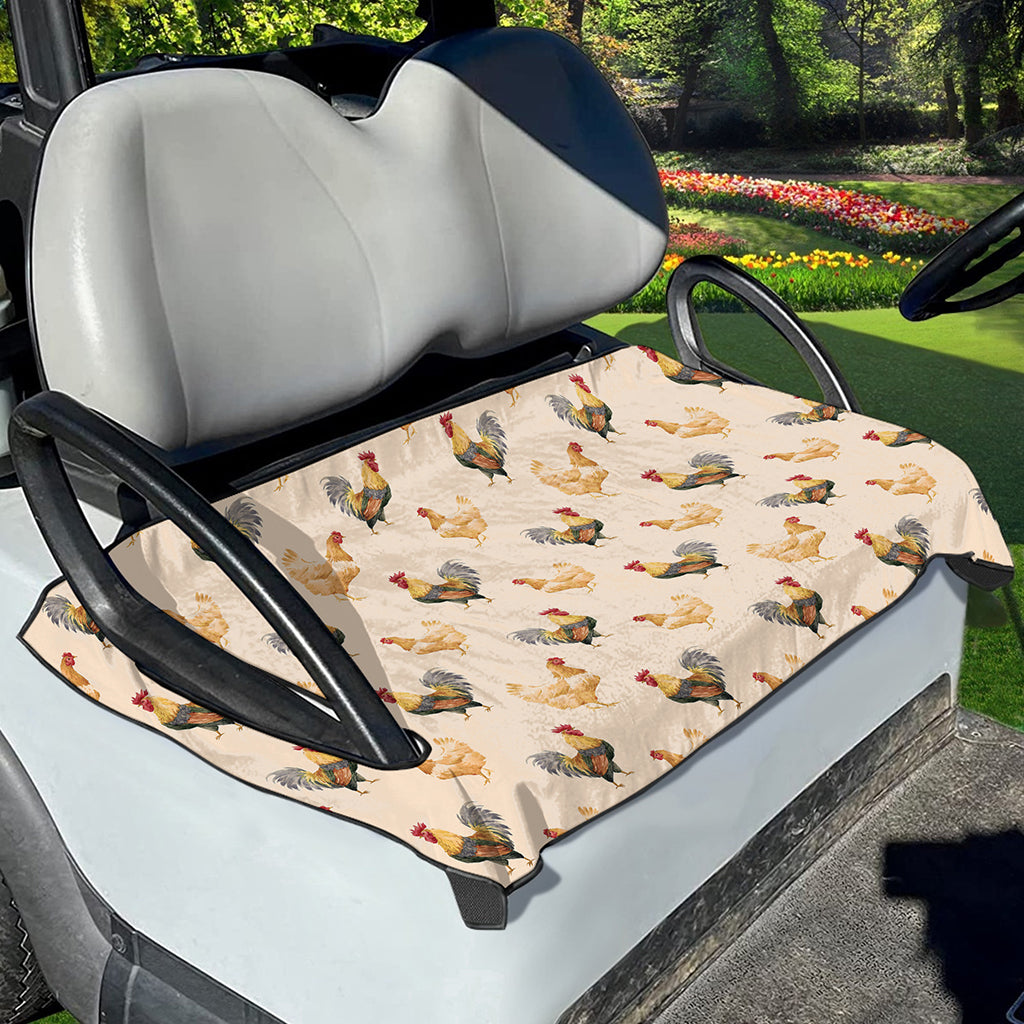 Watercolor Rooster Pattern Print Golf Cart Seat Cover