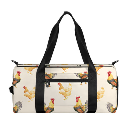 Watercolor Rooster Pattern Print Gym Bag