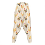 Watercolor Rooster Pattern Print Hammer Pants