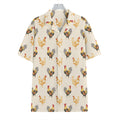 Watercolor Rooster Pattern Print Hawaiian Shirt
