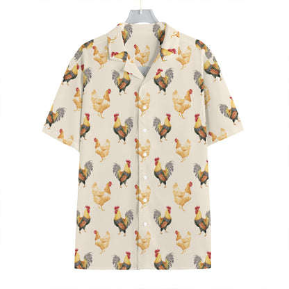 Watercolor Rooster Pattern Print Hawaiian Shirt