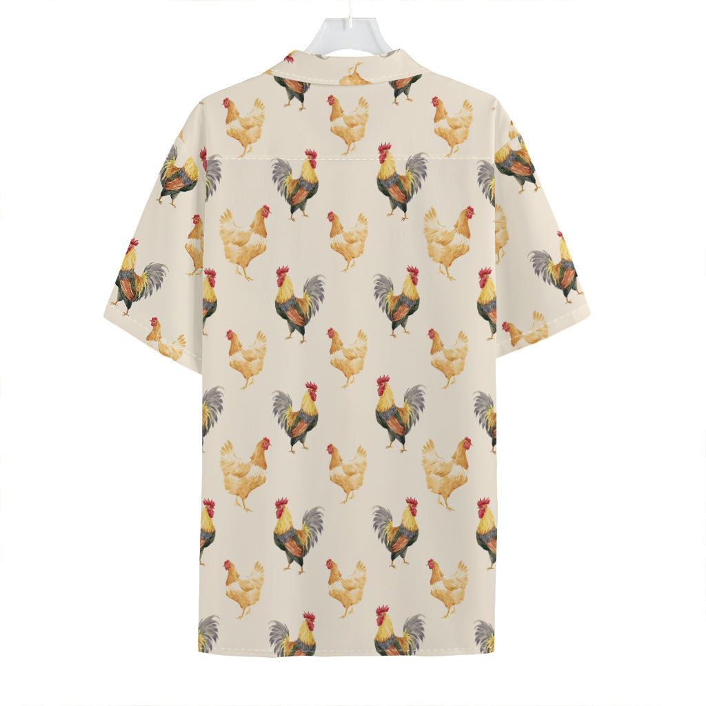 Watercolor Rooster Pattern Print Hawaiian Shirt