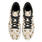 Watercolor Rooster Pattern Print High Top Leather Sneakers