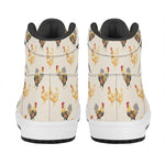 Watercolor Rooster Pattern Print High Top Leather Sneakers