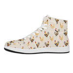 Watercolor Rooster Pattern Print High Top Leather Sneakers