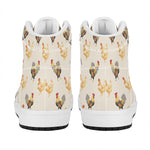 Watercolor Rooster Pattern Print High Top Leather Sneakers