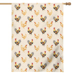 Watercolor Rooster Pattern Print House Flag