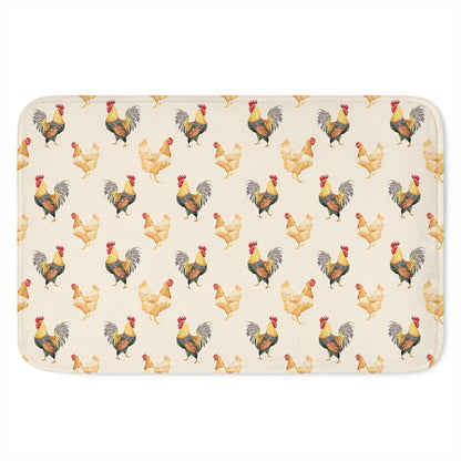 Watercolor Rooster Pattern Print Indoor Door Mat