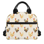 Watercolor Rooster Pattern Print Insulated Lunch Bag