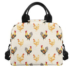 Watercolor Rooster Pattern Print Insulated Lunch Bag