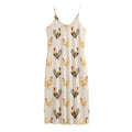 Watercolor Rooster Pattern Print Jersey Midi Cami Dress