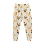 Watercolor Rooster Pattern Print Jogger Pants